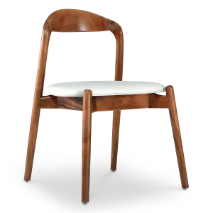 Bow Stoel Walnoot Hout | Offwhite PU Leer