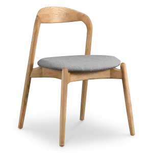 Bow Stoel Essen Hout | Grijs Boucle