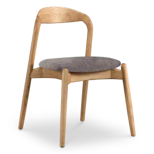 Bow Stoel Essen Hout | Grijs Bruin Chenille