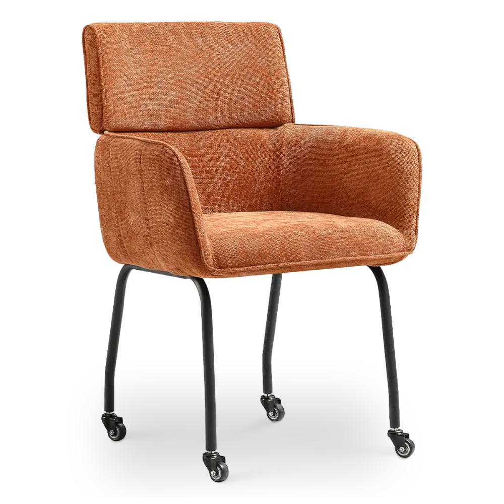 Eetkamerstoel Met Wieltjes Modar | Terracotta Chenille