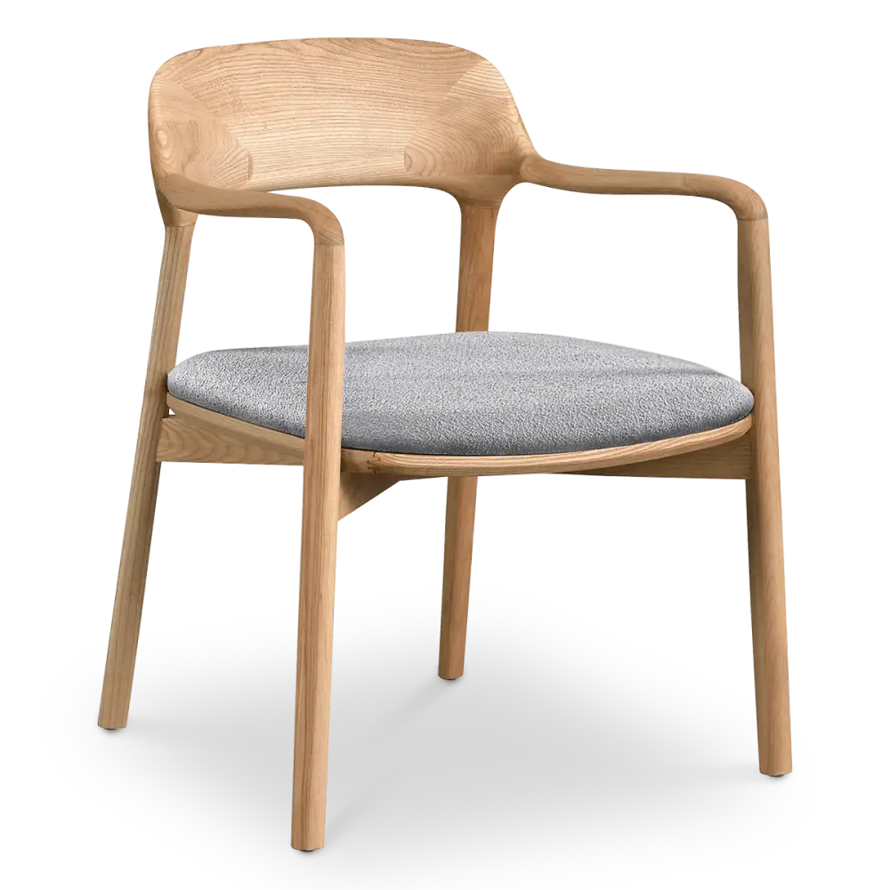 Kennedy Eetkamerstoel | Naturel Essen | Grijs Boucle Kennedy Eetkamerstoel | Naturel Essen | Grijs Boucle