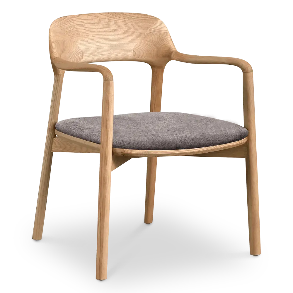 Kennedy Eetkamerstoel | Naturel Essen | Grijs Bruin Chenille