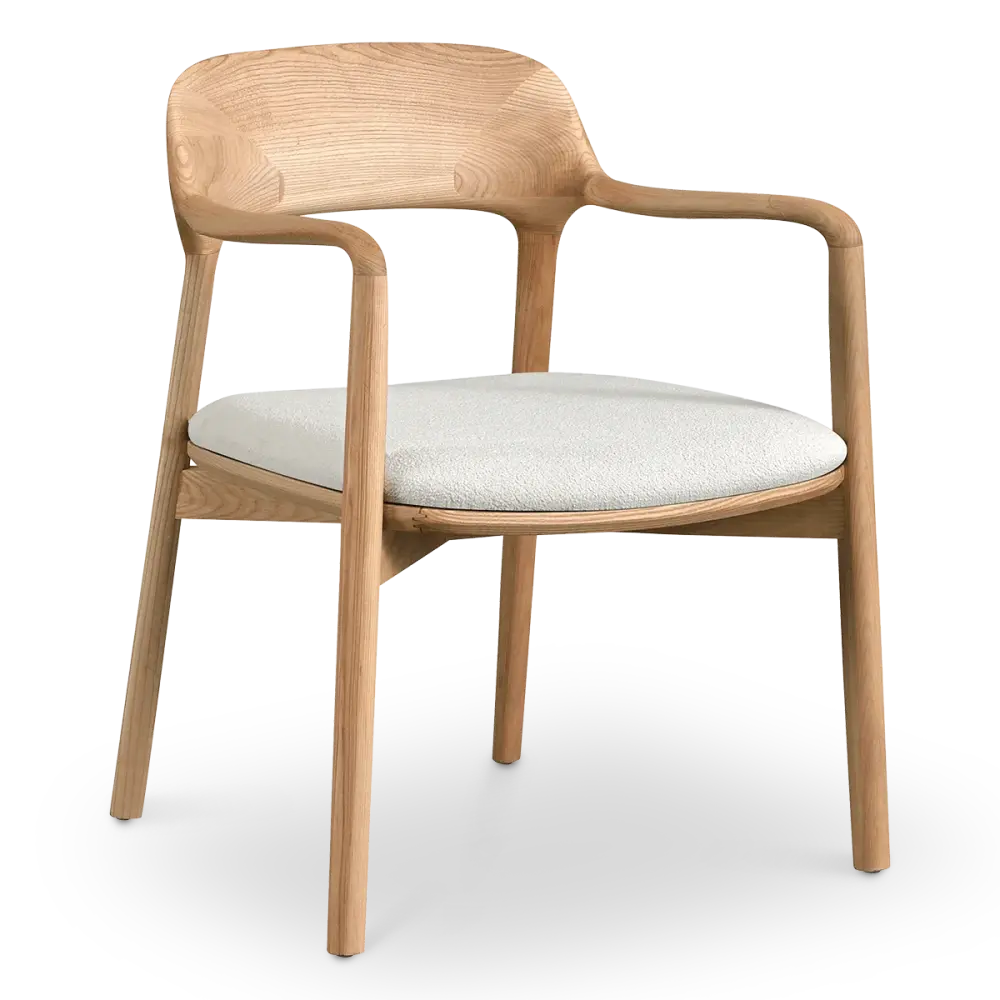 Kennedy Eetkamerstoel | Essen Hout | Wit Teddy / Boucle