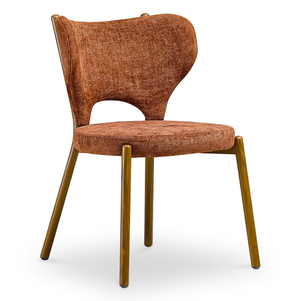 Japandi Eetkamerstoel Cho | Terracotta Chenille | Walnoot