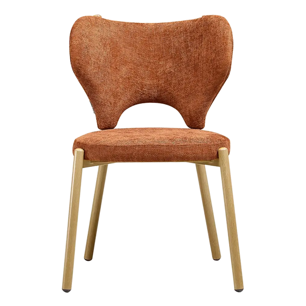Japandi Eetkamerstoel Cho | Terracotta Chenille | Eiken