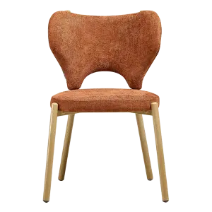 Japandi Eetkamerstoel Cho | Terracotta Chenille | Eiken