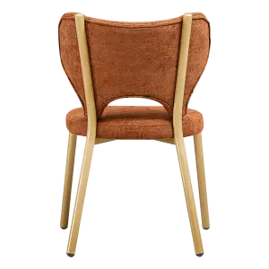 Japandi Eetkamerstoel Cho | Terracotta Chenille | Eiken