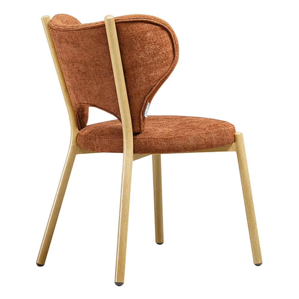 Japandi Eetkamerstoel Cho | Terracotta Chenille | Eiken