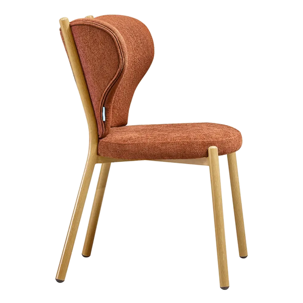 Japandi Eetkamerstoel Cho | Terracotta Chenille | Eiken