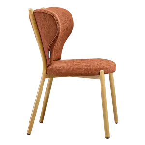 Japandi Eetkamerstoel Cho | Terracotta Chenille | Eiken