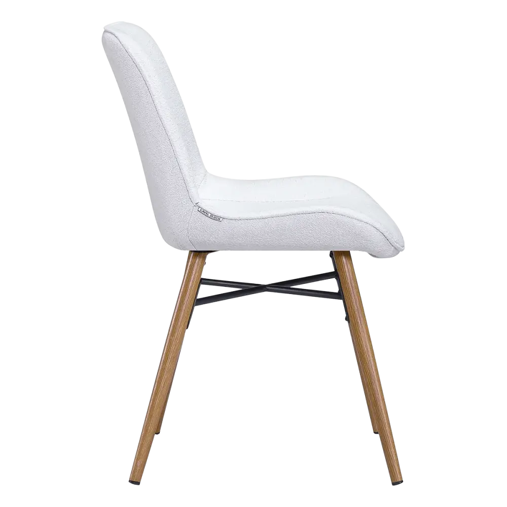 Eetkamerstoel Ferd | Wit Boucle | Eiken Onderstel