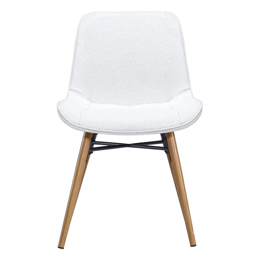 Eetkamerstoel Ferd | Wit Boucle | Eiken Onderstel
