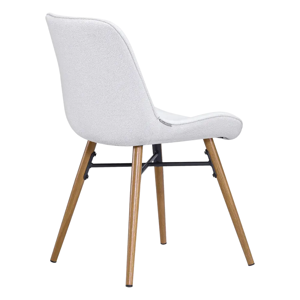 Eetkamerstoel Ferd | Wit Boucle | Eiken Onderstel