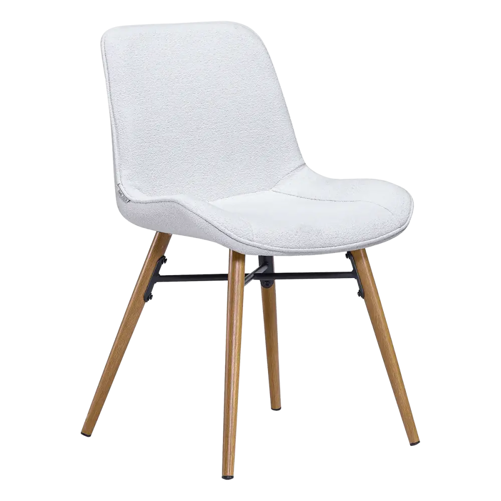 Eetkamerstoel Ferd | Wit Boucle | Eiken Onderstel