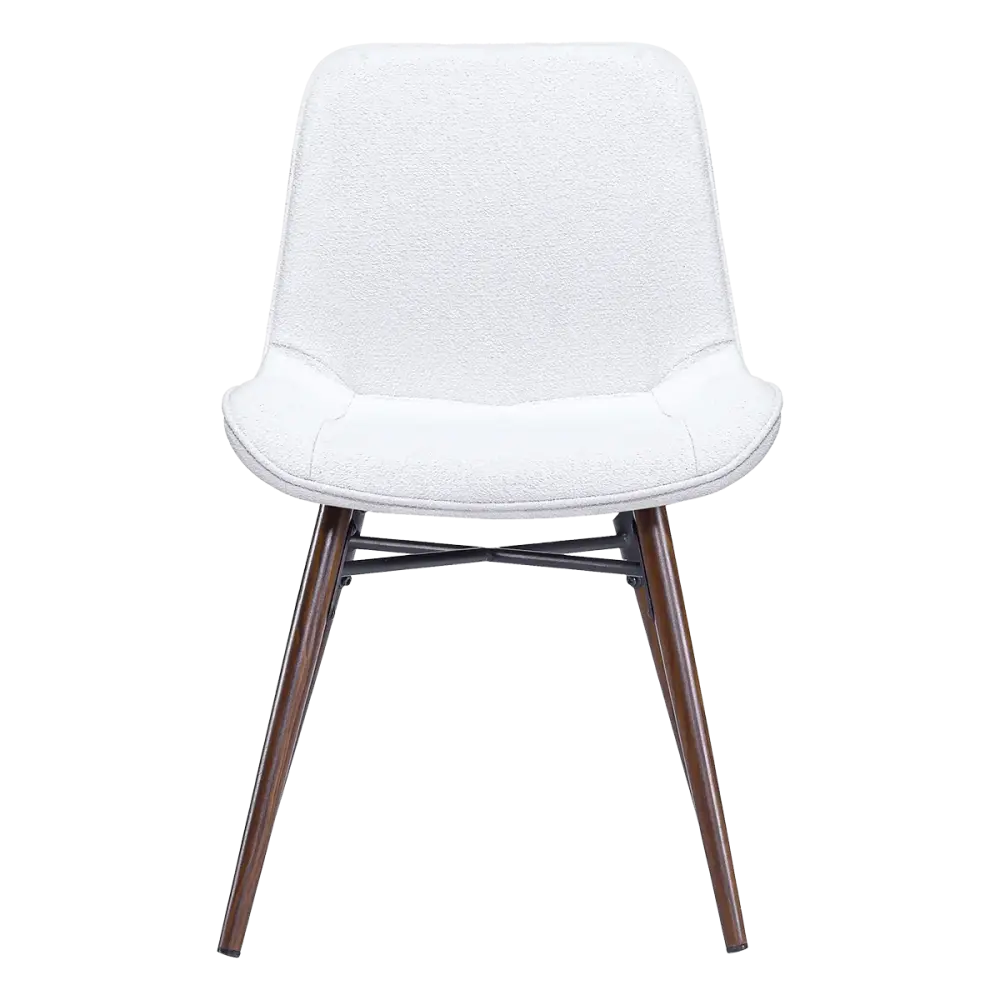 Eetkamerstoel Ferd | Wit Boucle | Walnoot Onderstel