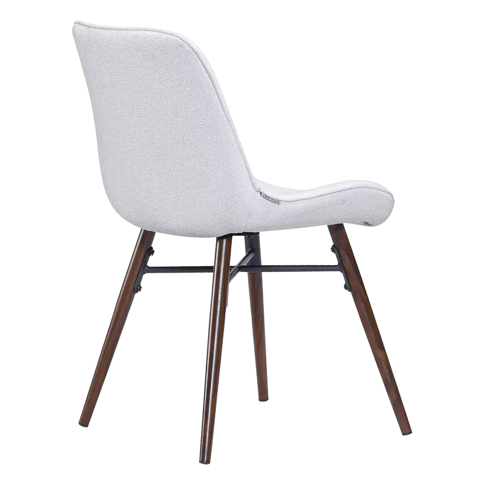 Eetkamerstoel Ferd | Wit Boucle | Walnoot Onderstel