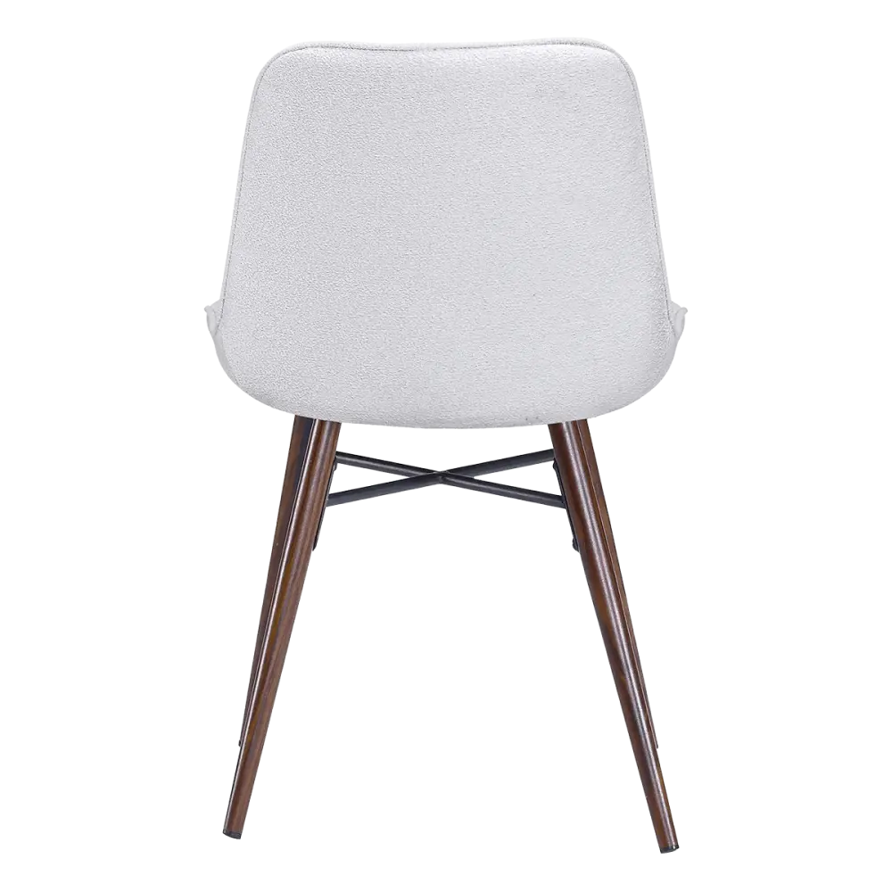 Eetkamerstoel Ferd | Wit Boucle | Walnoot Onderstel