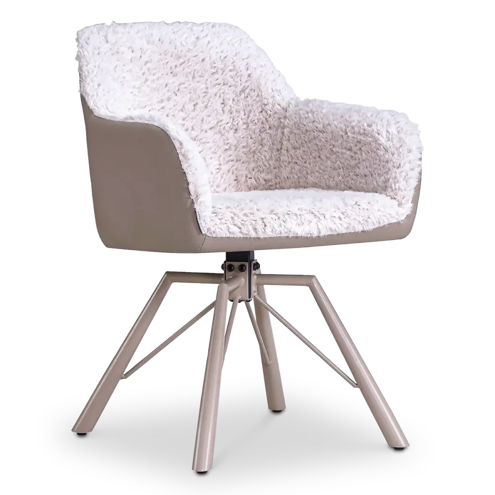 Draaibare Eetkamerstoel Nord | Taupe Sheepskin Taupe Leer  | Taupe Onderstel