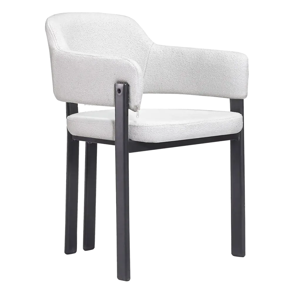 Japandi Eetkamerstoel Isamu | Wit Boucle | Zwart Onderstel