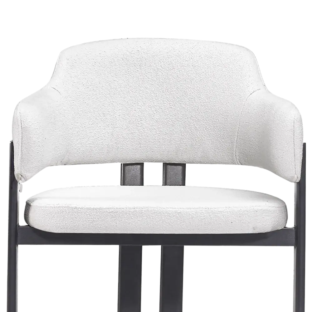 Japandi Eetkamerstoel Isamu | Wit Boucle | Zwart Onderstel