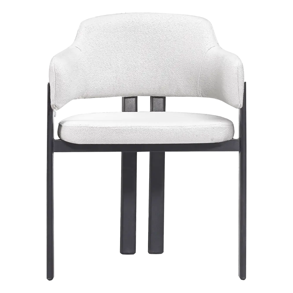 Japandi Eetkamerstoel Isamu | Wit Boucle | Zwart Onderstel