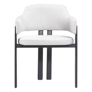 Japandi Eetkamerstoel Isamu | Wit Boucle | Zwart Onderstel