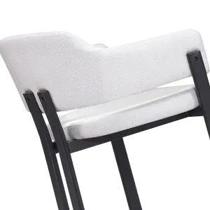 Japandi Eetkamerstoel Isamu | Wit Boucle | Zwart Onderstel
