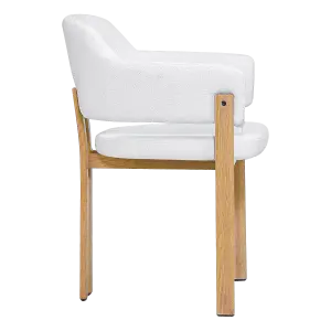 Japandi Eetkamerstoel Isamu | Wit Boucle | Eiken Onderstel