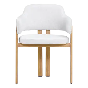 Japandi Eetkamerstoel Isamu | Wit Boucle | Eiken Onderstel