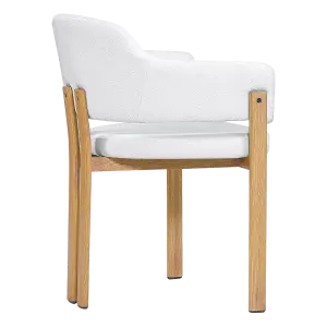 Japandi Eetkamerstoel Isamu | Wit Boucle | Eiken Onderstel