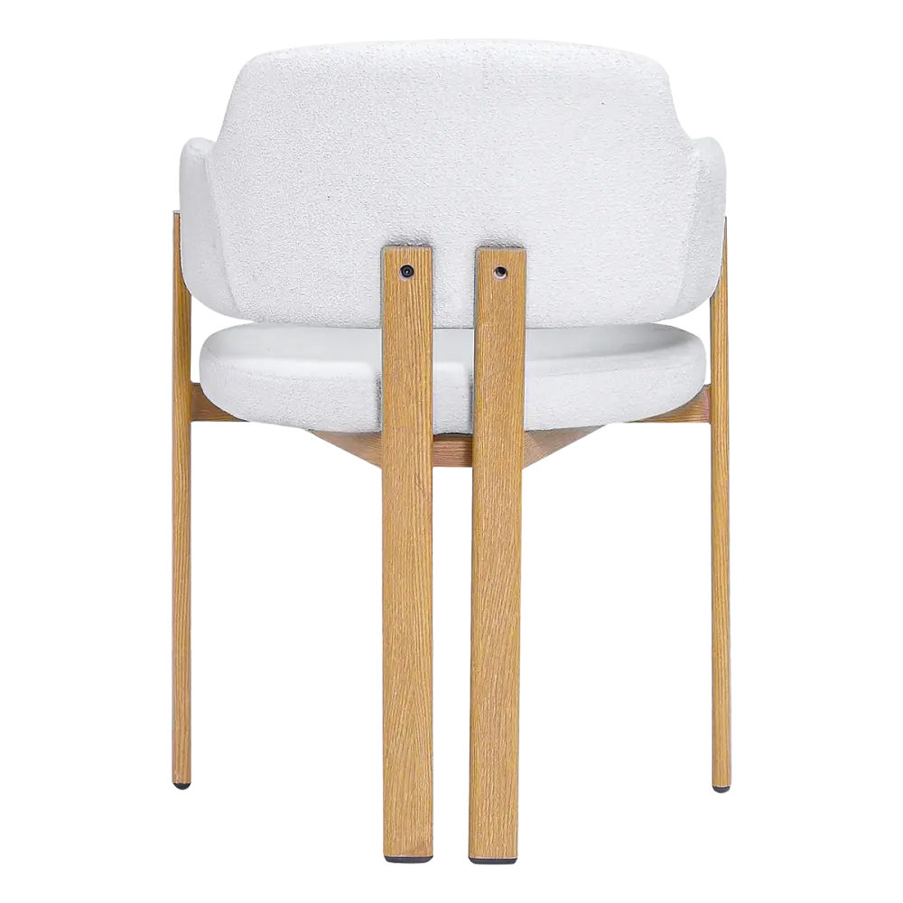 Japandi Eetkamerstoel Isamu | Wit Boucle | Eiken Onderstel