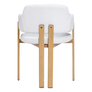 Japandi Eetkamerstoel Isamu | Wit Boucle | Eiken Onderstel