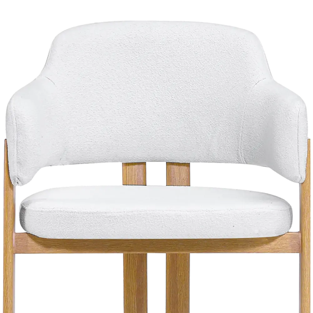 Japandi Eetkamerstoel Isamu | Wit Boucle | Eiken Onderstel