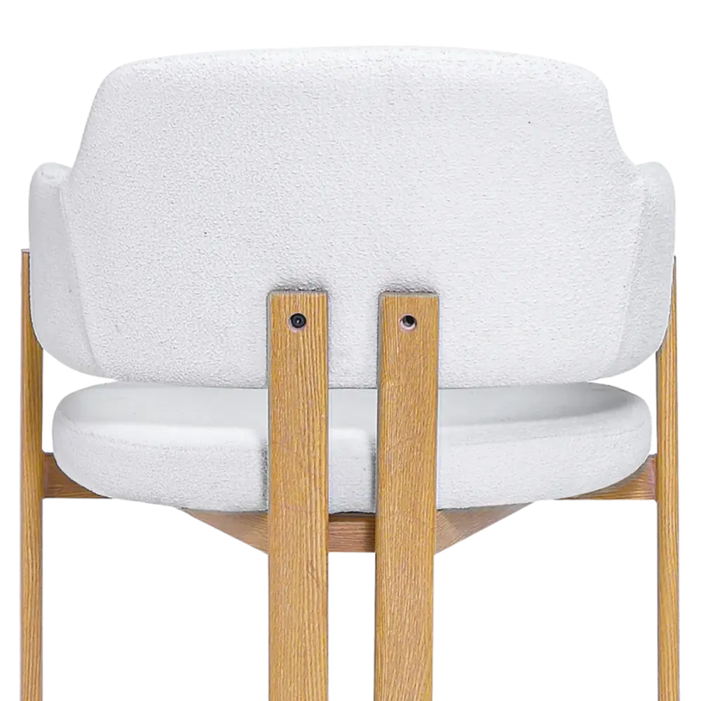 Japandi Eetkamerstoel Isamu | Wit Boucle | Eiken Onderstel