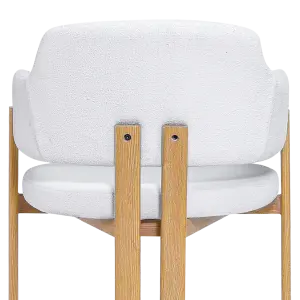 Japandi Eetkamerstoel Isamu | Wit Boucle | Eiken Onderstel
