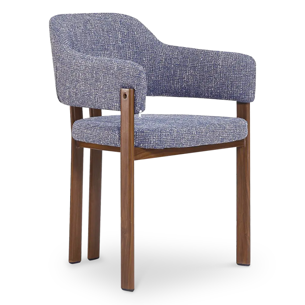 Japandi Eetkamerstoel Isamu | Blauw OTE | Walnoot Onderstel