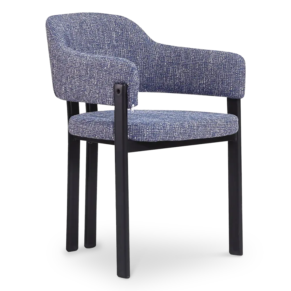Japandi Eetkamerstoel Isamu | Blauw OTE | Zwart Onderstel