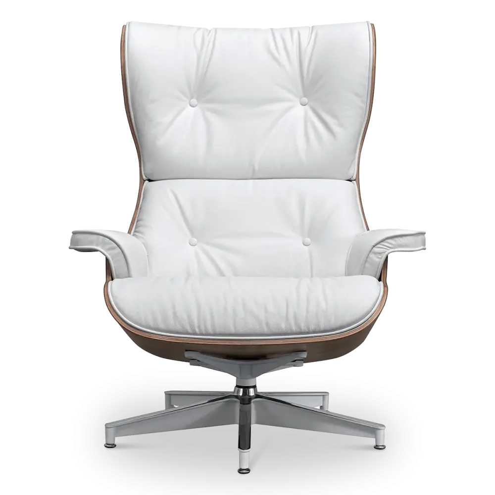 Cavel Lounge Chair Wit Leer | Walnoot Schalen