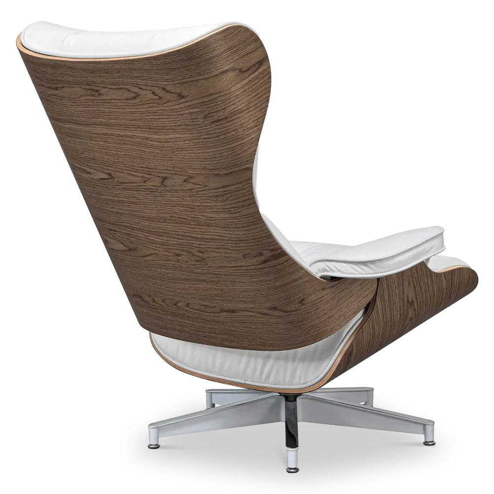 Cavel Lounge Chair Wit Leer | Walnoot Schalen
