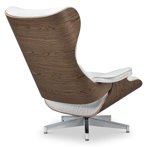 Cavel Lounge Chair Wit Leer | Walnoot Schalen