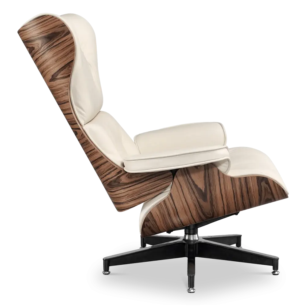 Cavel Lounge Chair Offwhite Leer | Naturel Palissander Schalen
