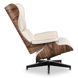 Cavel Lounge Chair Offwhite Leer | Naturel Palissander Schalen