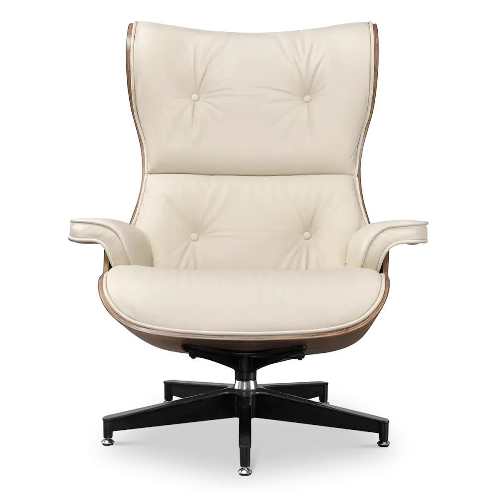 Cavel Lounge Chair Offwhite Leer | Naturel Palissander Schalen