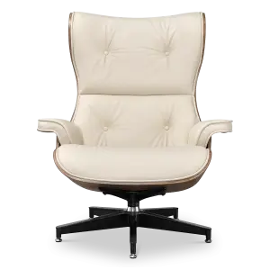 Cavel Lounge Chair Offwhite Leer | Naturel Palissander Schalen