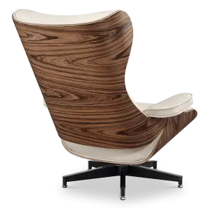 Cavel Lounge Chair Offwhite Leer | Naturel Palissander Schalen