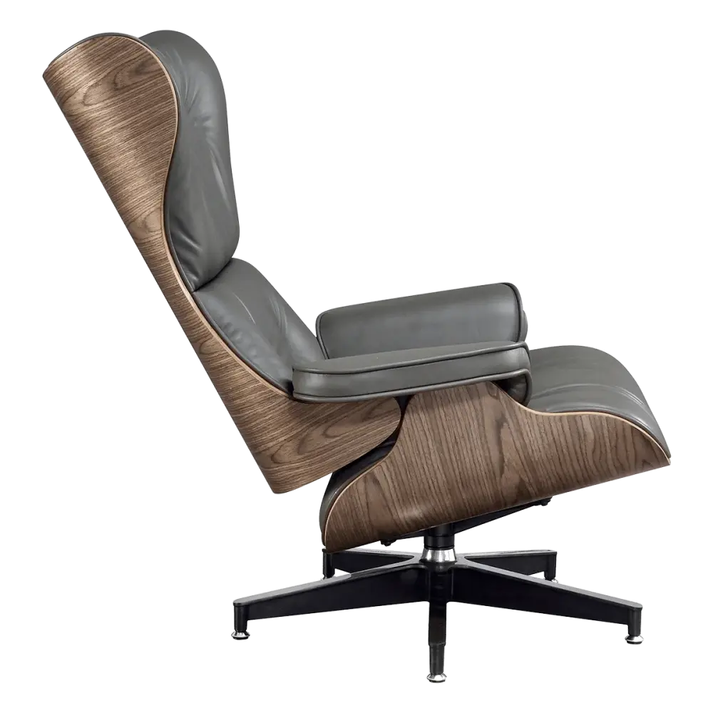 Cavel Lounge Chair Grijs Leer | Walnoot Schalen Cavel Lounge Chair Grijs Leer | Walnoot Schalen