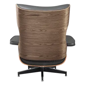 Cavel Lounge Chair Grijs Leer | Walnoot Schalen