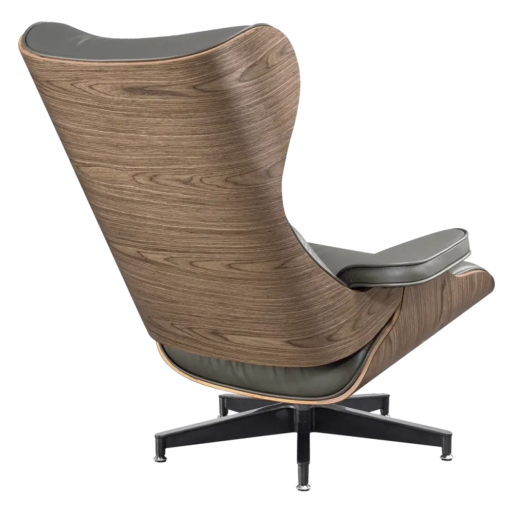 Cavel Lounge Chair Grijs Leer | Walnoot Schalen Cavel Lounge Chair Grijs Leer | Walnoot Schalen