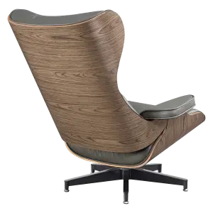 Cavel Lounge Chair Grijs Leer | Walnoot Schalen