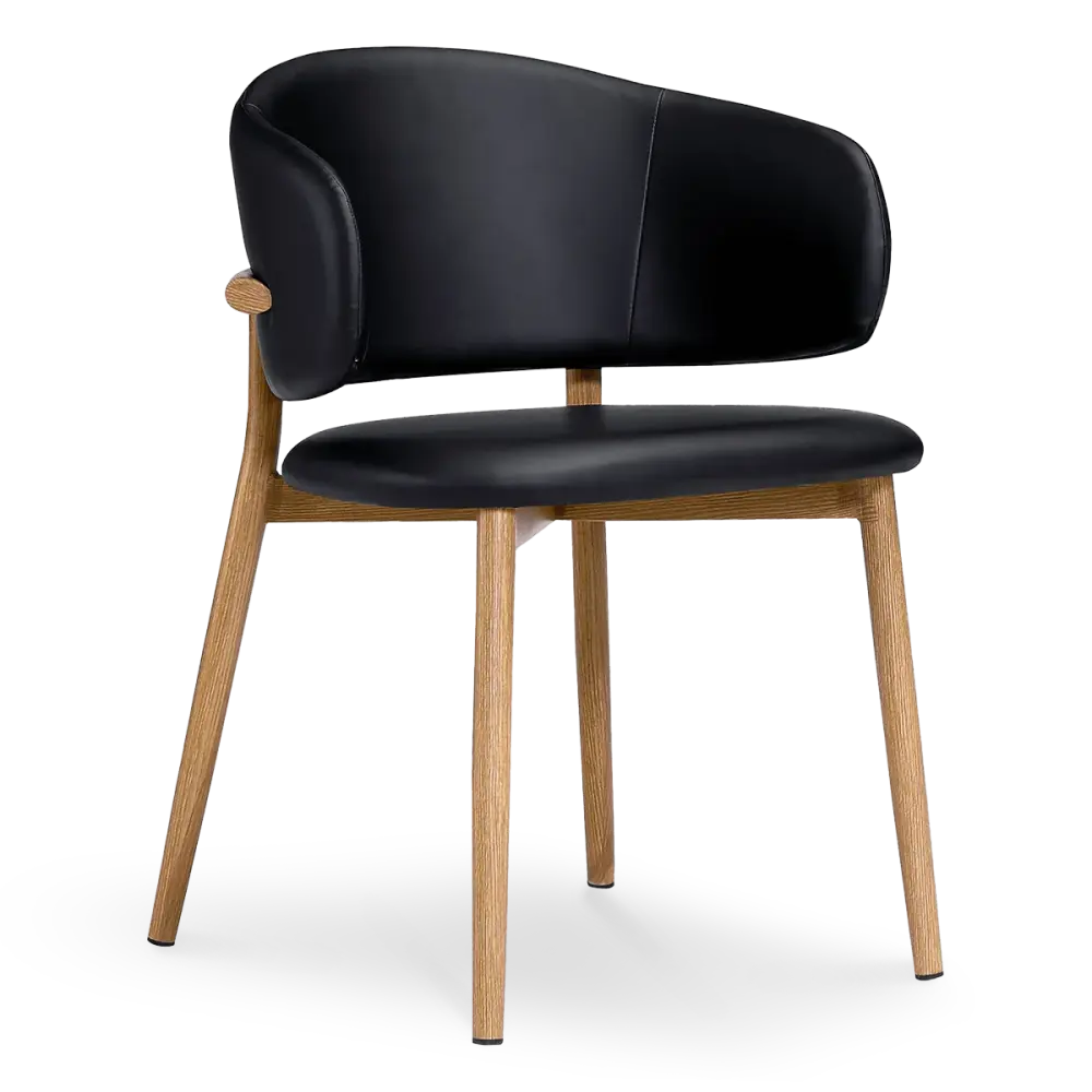 specificaties-nagato-eetkamerstoel-eiken finish-zwart leer